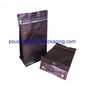 China Block Bottom Coffee Bag With Front Zipper for 250g 500g 1kg packaging on sale