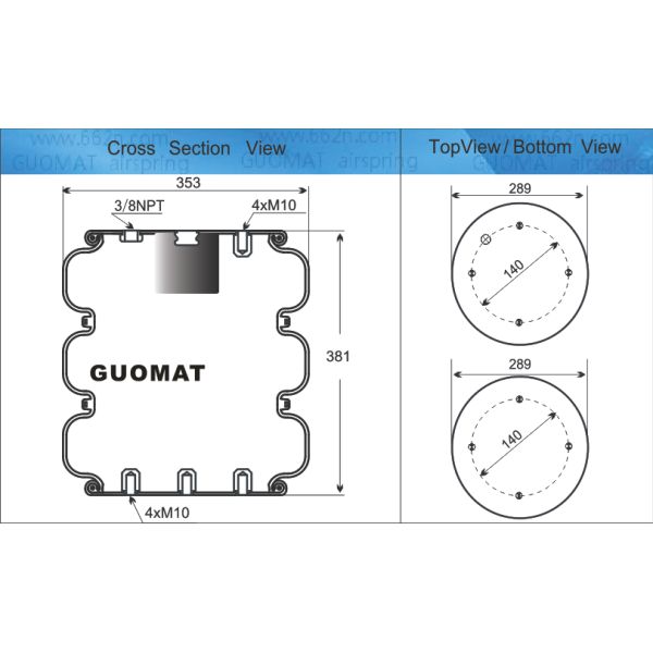 3/8 Air Inlet Contitech FT 530 30 Triple Convoluted Rubber Air Spring Shocks