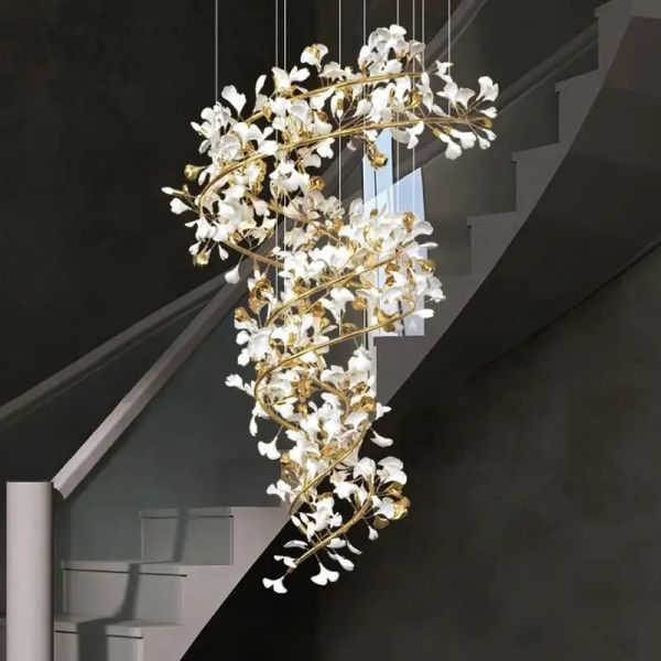 Quality Ceiling Mounted Contemporary Staircase Gingko Chandelier OEM wholesale