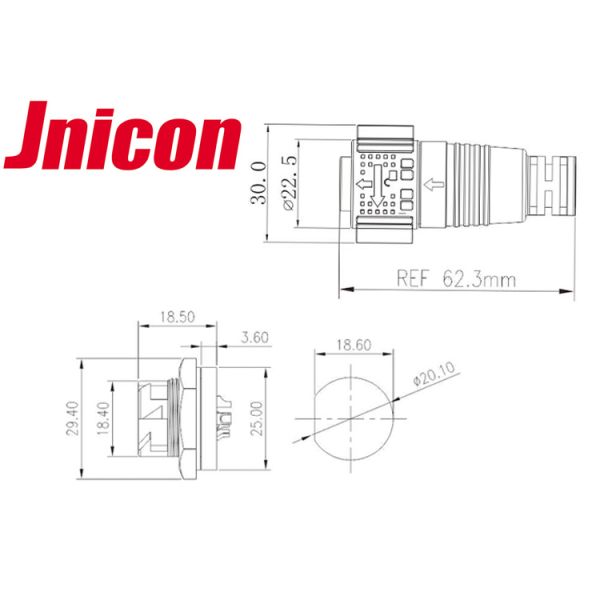 3 Pole Waterproof Panel Mount Connector , Male Female Power Connector Sealed Against Dust