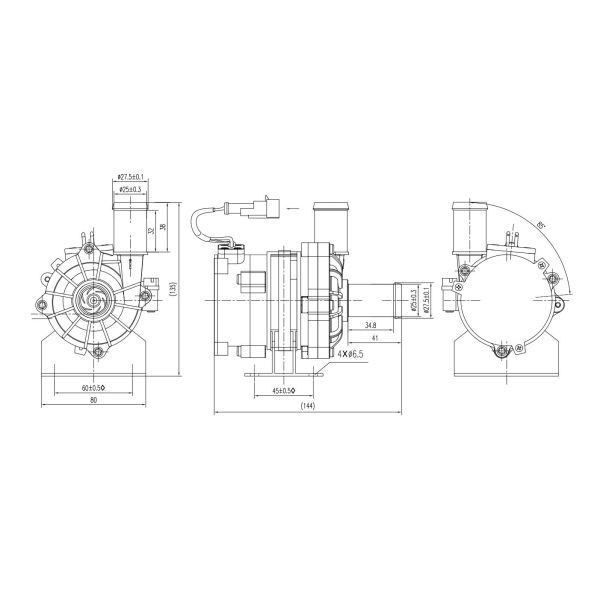 12V/24V Fixed Speed 100W Electric Water Pump JP100F For EV Cooling System