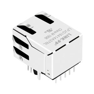 93637-8617 Single Port Shielded Rj45 Female Connector With Led Tab Up 1000 Base