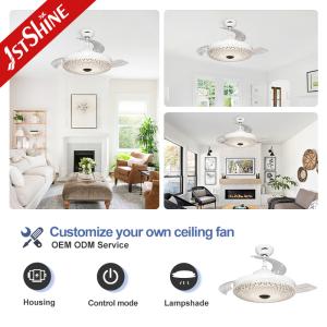 Support Dimmer 1stshine LED Ceiling Fan with Clear Acrylic Blades and Hidden