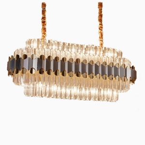 China Length 95cm Width 35cm Raindrop 240v Glass Crystal Pendant Light on sale