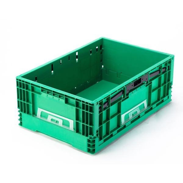 Customized Logo Foldable Green Plastic Circulation Basket for Stackable