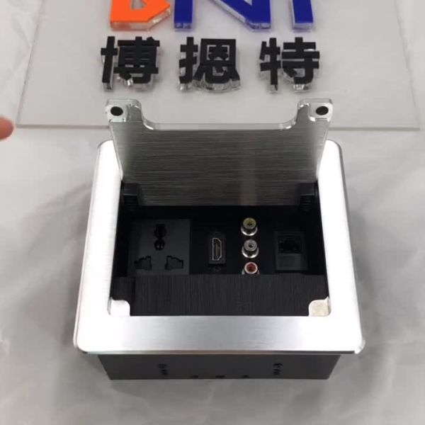 BNT ROHS certification dustproof desktop cable cubby with RJ45/RCA aluminum