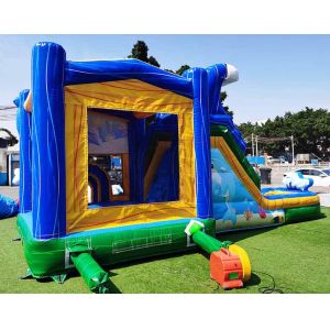 Custom Made Dolphin Bounce House With Slide Underwater World Theme Jumping