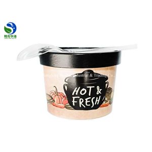 Biodegradable Kraft Paper Disposable Salad Soup Bowls with Lid