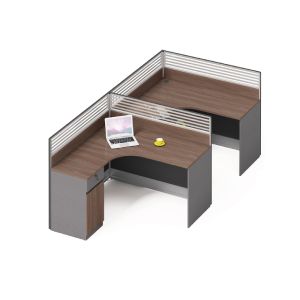 L2860*W1430*H1100mm Table With Partition Office Double Seats