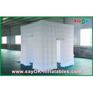 Cheap Inflatable Photo Studio White Portable Inflatable Square Photo Booth With Led Lights With 2 Doors for sale
