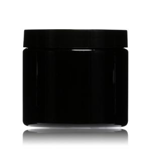 Cheap Frosted OEM Wide Mouth Cosmetic Jars 500ml PET Jar With Black Lid for sale