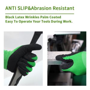 Durable 13 Gauge Polyester Black Latex Work Gloves Anti Slip Abrasion Resistant