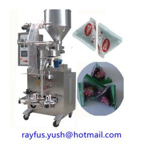 Pyramid Triangle Bag Automatic Plastic Pouch Packing Machine With Thread Tag In