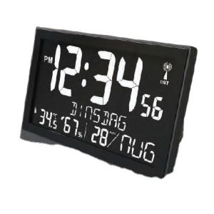 Square Digital LED Wall Clock with Indoor Temperature Humidity Readings 12/24 Hour System