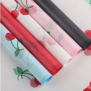 56*56cm Cherry Matte Waterproof Floral Wrapping Paper with Translucent Korean