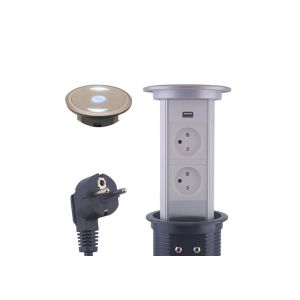 16A 250V Motorized Pop Up Socket , Cylindrical Pop Up Sockets For Kitchen