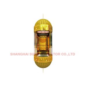 Mirror Sightseeing Passenger Elevator Cabin 2500kg Load Aluminum Honeycomb Core