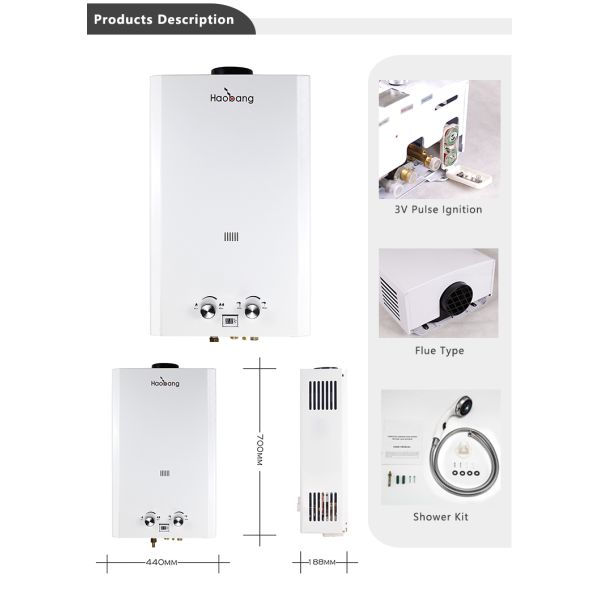 Low Nitrogen Natural Gas Water Heater 12KW Tankless for Household