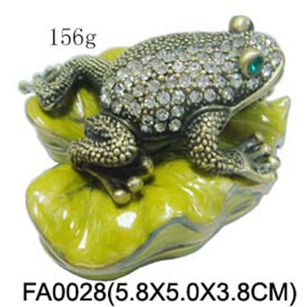 Gifts Handmade Frog Trinket Box Frog Ring Box Frog Jewelled Jewelry Box with Crystal Pewter Frog Jewelry Trinket box