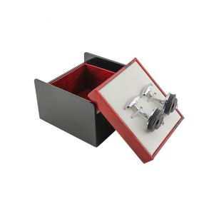 Square PU Leather Personalized Cufflink Box SGS / FSC Certification