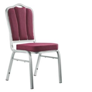 stackable silver tube and purple fabric church chair with handle
