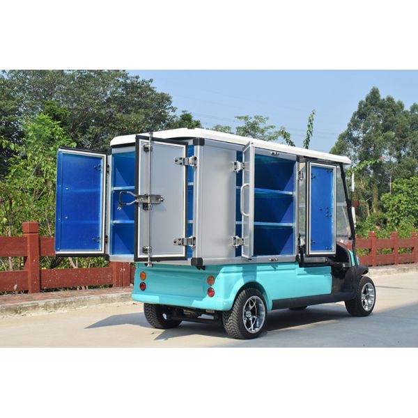 Enclosed Utility Cart-Rear Cargo Box With 48V Trojan Battery for Long Range and High Climbing Capacity