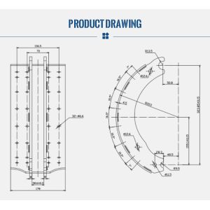 Trailer Fuwa 16T brake shoes with brake linings
