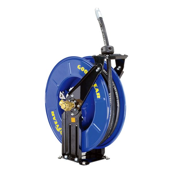Quality Medium Pressure 2320psi / 160bar retractable water and oil reel hose with dual pedestal base and double supporting axle wholesale