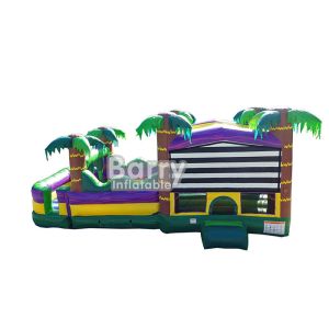 30 FT Palm Beach Obstacle Bounce House , Inflatable Bouncy Castle With Water