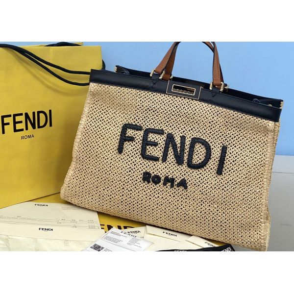 Quality Peekaboox Apricot 41cm Hand Woven Tote Bag Lazy French Style wholesale