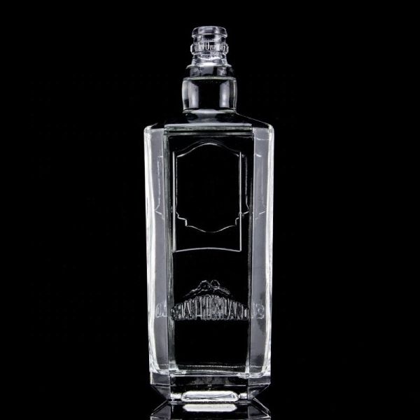 750ml 75cl Super Flint Square Embossed Glass Bottle with Screw Cap Rum Vodka