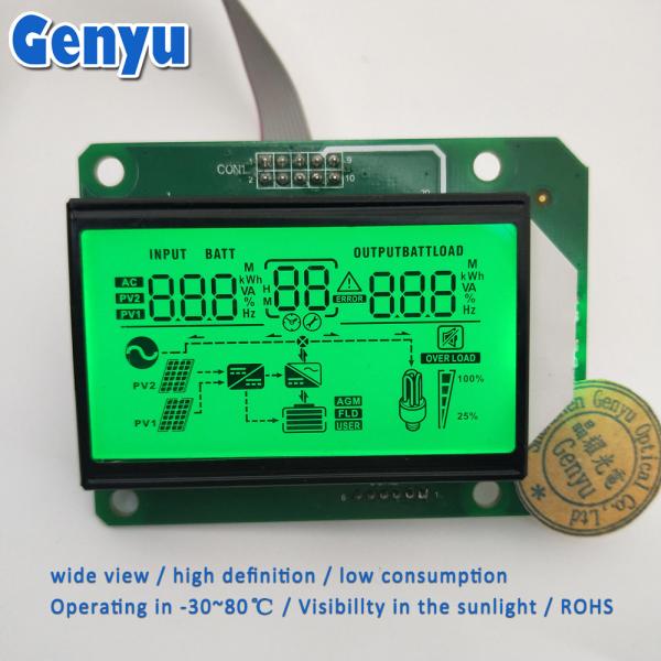 5.0V Custom Segment LCD Display HTN Positive Green Backlight Inverter LCD