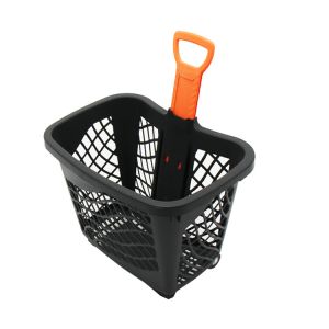 Conveniently Foldable Plastic Trolley Basket With Four Wheels Easy To Store And