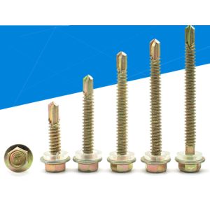 China Brass Wrench Or Socket Hexagon Drive Self Sealing Roofing Screws That Go Through Metal on sale