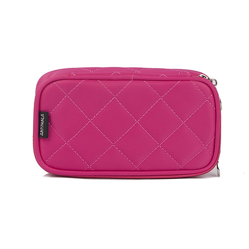 Quality Waterproof Nylon Custom Cosmetic Bags with Diamond Pattern / Double Zipper wholesale