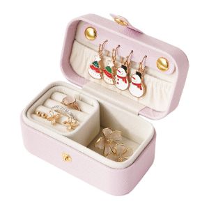 Portable Pearlescent Mauve Pink Jewelry Organizer Box for Travel Convenience in
