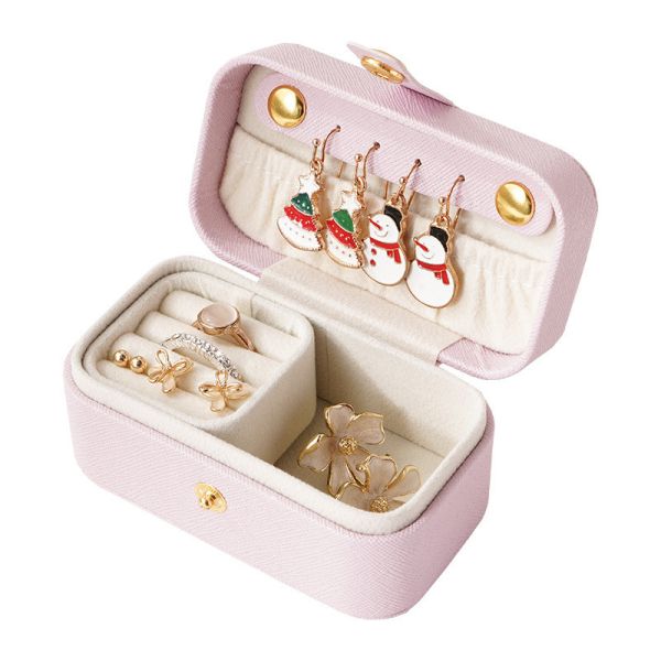 Portable Pearlescent Mauve Pink Jewelry Organizer Box for Travel Convenience in