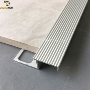 Cheap Anti Slip Metal Stair Nosing Tile Trim Anodized Matt Silver Color 2.5m Length for sale