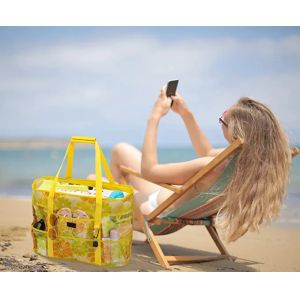 Custom Pattern Printing Extra Large Beach Bags Waterproof With 9 Pockets