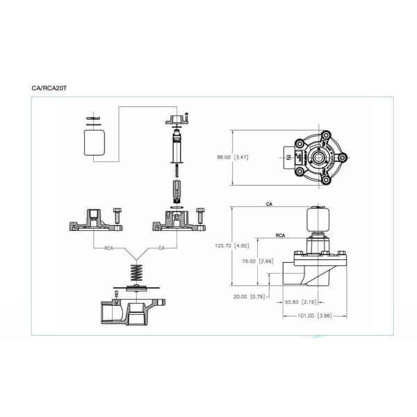 GOYEN Pulse Jet Valves RCA20T Port Size G3/4'' Orifice Size 20mm Pressure Range 5 To 125 Psi