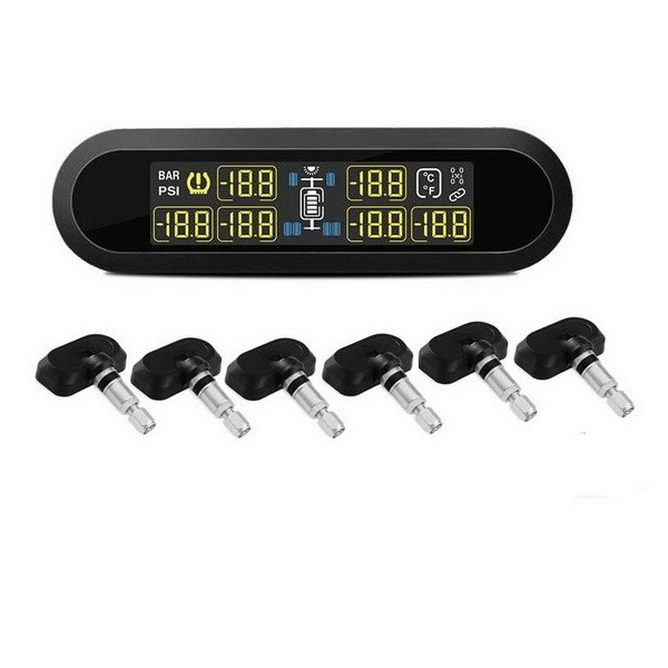 Solar Tire Pressure TPMS Monitoring system Sensor for 6 wheels Caravan Car with