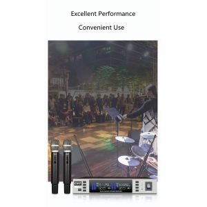 Built In Battery Handheld Dynamic UHF Microphone System Silver Design