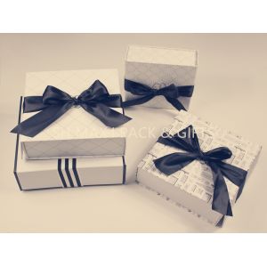 China Foldable Chipboard Gift Box With Ribbon Bow Big Tied , Custom Chipboard Boxes For Crafting on sale