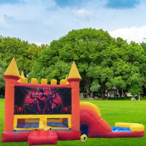 Unisex 2024 Inflatable Spider Man Bouncy Castle with Water Slide and Packing Bag