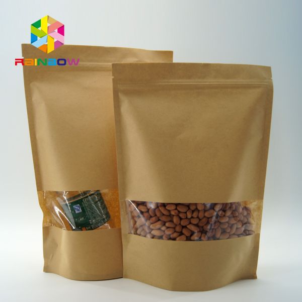 Stand Up Tea Bags Packaging , Heat Seal Kraft Paper Zipper Bags Reasealable