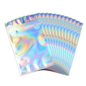 Flat Holographic Aluminum Foil Bag Non Toxic Candy / Soap Use