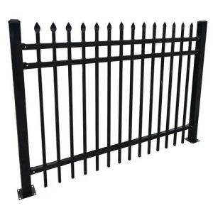 Black Pressed Spear Top Steel Fence , Galvanized Security Picket Fence