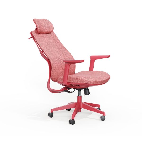 Enhance Your Workspace High Back Executive Red Mesh Office Chair with Lumbar