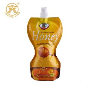 Honey spout pouch Plastic Printed Laminated Packaging Liquids Juice puree