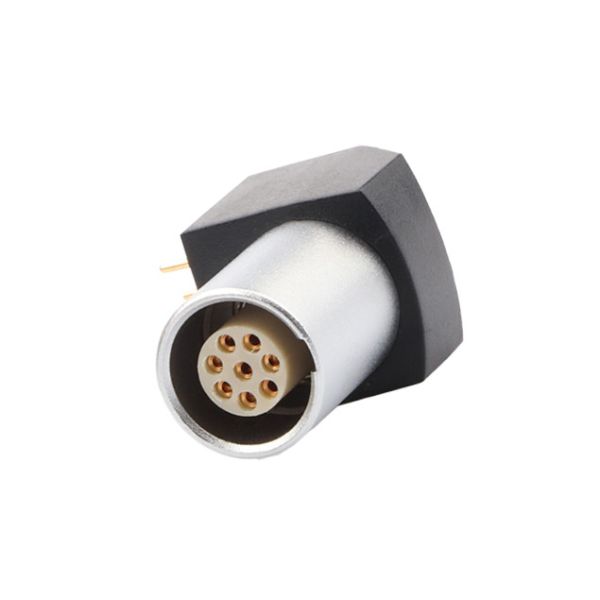 Quality Indoor Circular Connector B Series Z11 8Pin Angled Grounding Solder Fixed Socket 90° Angular Socket For Circuit Board wholesale